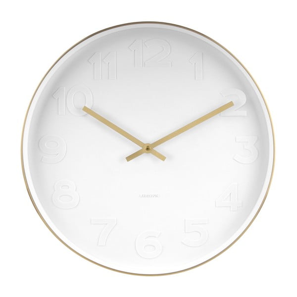 Bela stenska ura z zlatimi detajli Karlsson Mr. White, ⌀ 38 cm