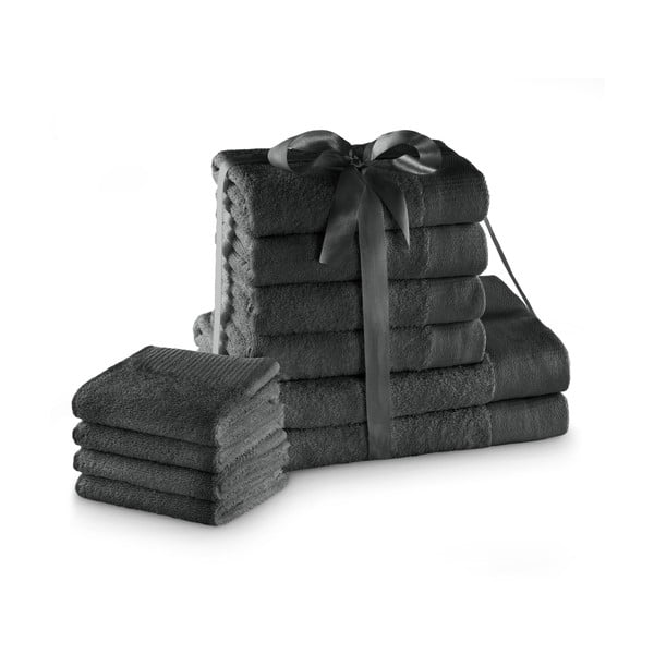Temno sivi frotirni bombažni komplet brisač 10 ks Amari – Restilo