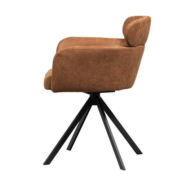 Oblazinjen jedilni stol z nasloni za roke v konjak rjavi barvi Fenne – WOOOD-image-4