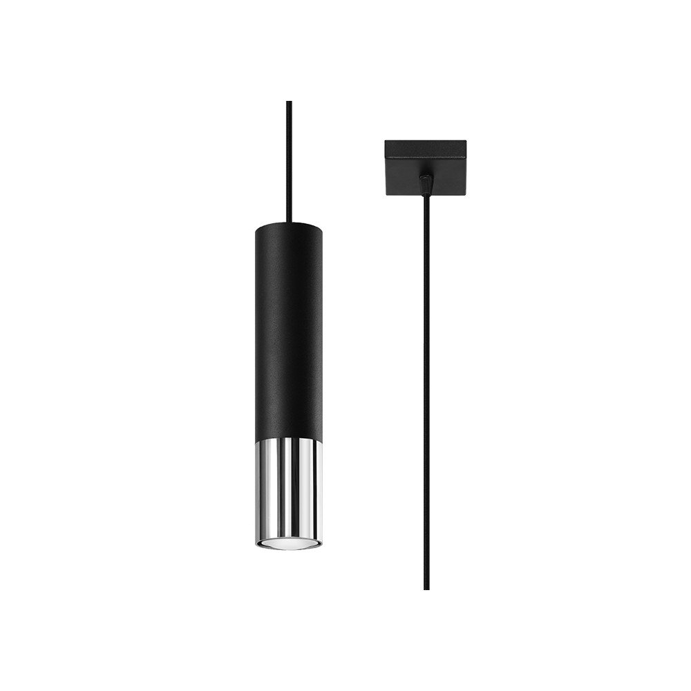 Kovinska viseča svetilka v črni in srebrni barvi ø 8 cm Longbot