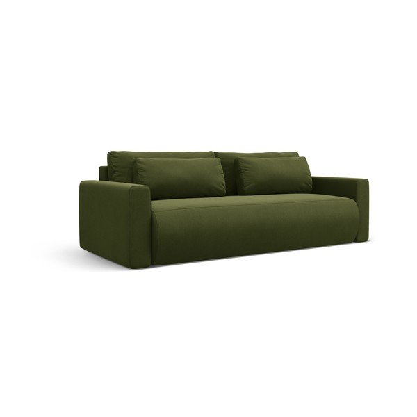 Zelena žametna raztegljiva sedežna garnitura s prostorom za shranjevanje 238 cm Belfast – Cosmopolitan Design-image-2