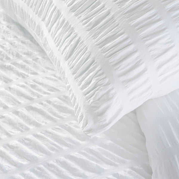 Bela enojna posteljnina iz krepa 140x200 cm Plissia – douceur d'intérieur-image-1