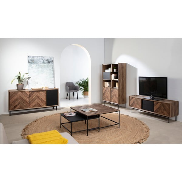 Komoda iz hrastovega lesa in črne barve Marckeric Utah-image-1