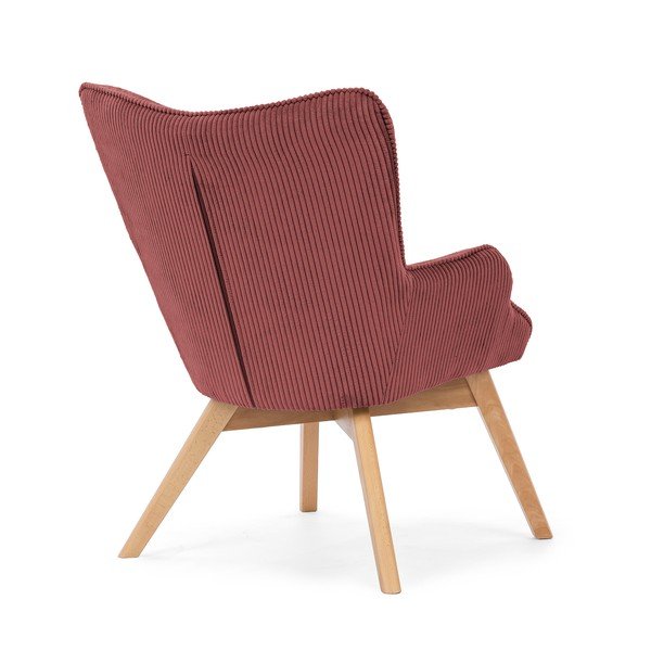 Rdeč fotelj iz rebrastega žameta Niko – Ropez-image-3