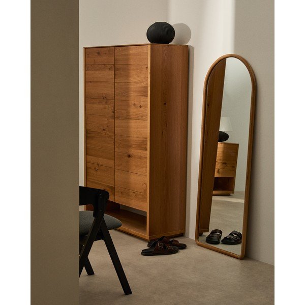 Stensko ogledalo z lesenim okvirjem 55x155 cm Milsa – Kave Home-image-1