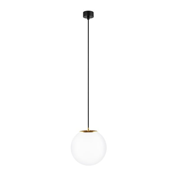 Bela viseča svetilka s črnim kablom in zlatim detajlom Sotto Luce Tsuri, ⌀ 25 cm