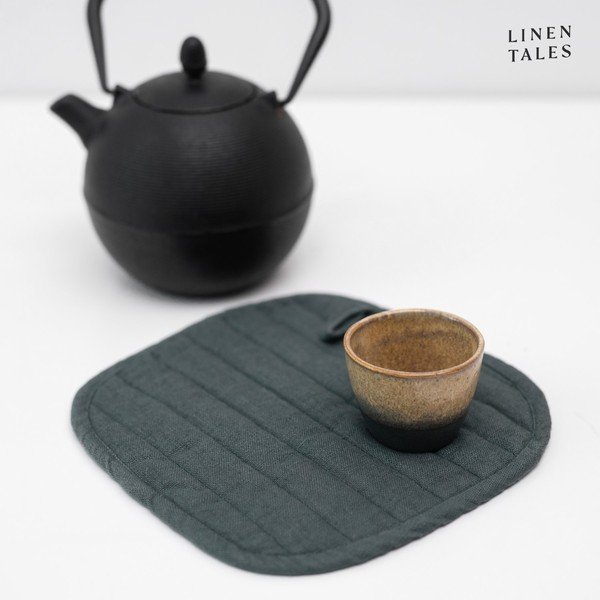 Lanena kuhinjska rokavica Forest Green – Linen Tales-image-2