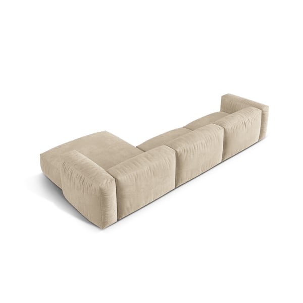 Bež žametna kotna sedežna garnitura (desni kot/z ležalnikom) Martina – Micadoni -image-3