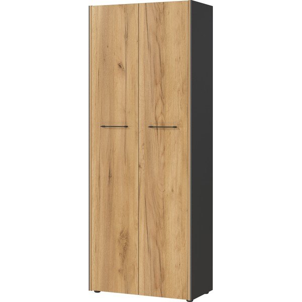 Antracitno siva/naravna garderobna omara v hrastovem dekorju 75x196x40 cm Podium – Germania-image-4