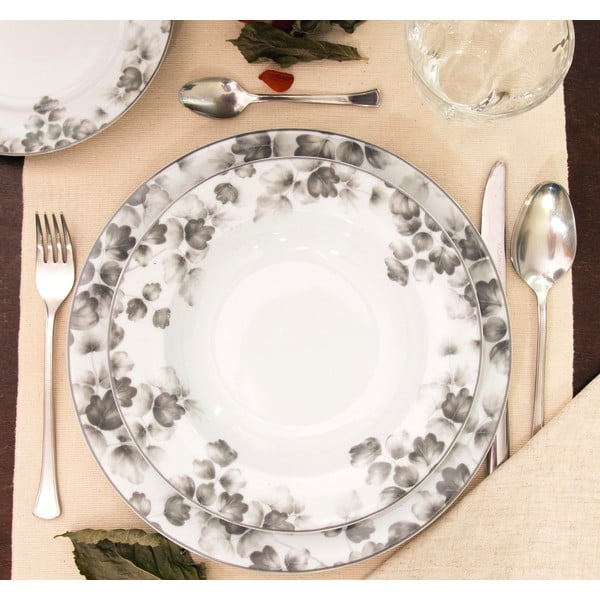 Beli-sivi desertni porcelanasti krožniki v kompletu 6 ks ø 19 cm Foliage gray – Villa Altachiara-image-3