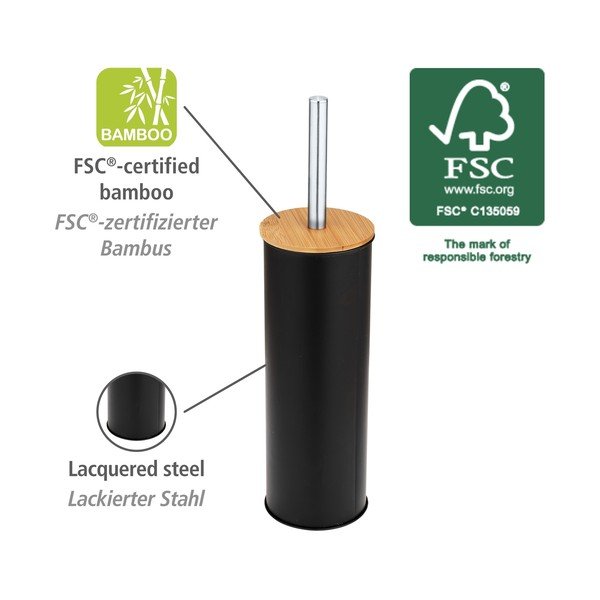 Črna jeklena WC ščetka Tortona – Wenko-image-3