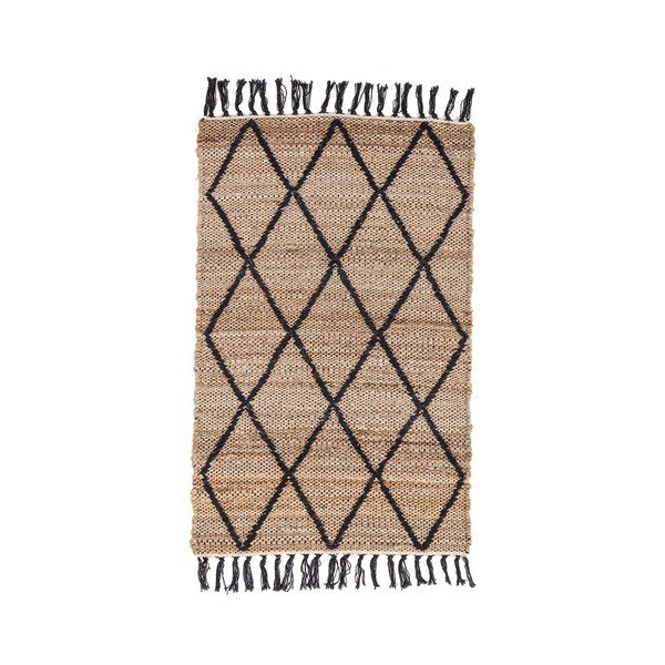 Črna/v naravni barvi ročno tkana preproga iz jute 60x90 cm Shaila – Yes Everyday