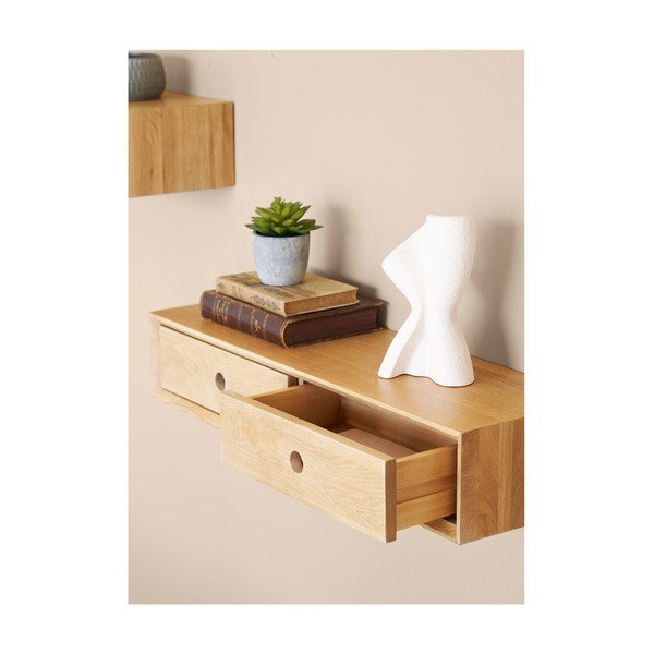 Polica iz masivnega hrasta v svetli naravni barvi 80 cm Luzern – House Nordic-image-1