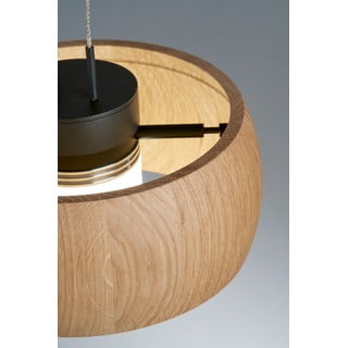 LED zatemnitvena viseča svetilka z lesenim senčilom v črni in naravni barvi Shine-wood – Fischer & Honsel