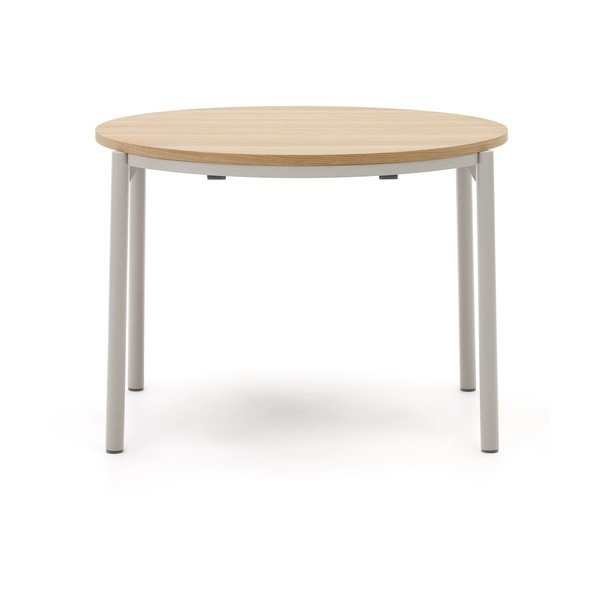 Okrogla raztegljiva jedilna miza z mizno ploščo v hrastovem dekorju v naravni barvi ø 90 cm Montuiri – Kave Home