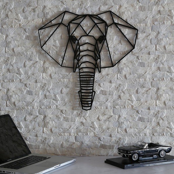 Črna stenska dekoracija Elephant, 39 x 65 cm-image-2
