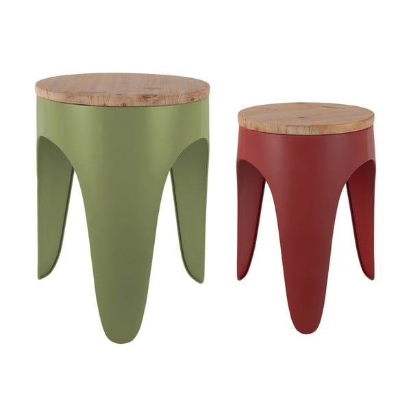 Rdeči/zeleni kovinski stolčki v kompletu 2 ks Double Funky – Leitmotiv