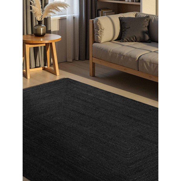 Črna obojestranska/ročno tkana preproga iz jute 200x300 cm Juno – Hanse Home-image-1