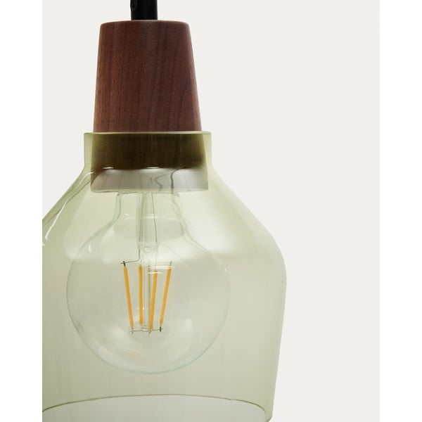 Zelena/v temni naravni barvi viseča svetilka s steklenim senčilom ø 13,5 cm Silex – Kave Home-image-3