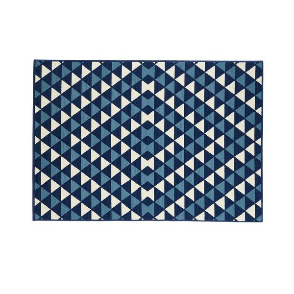 Temno modra zunanja preproga Floorita Trikotniki, 133 x 190 cm-image-1