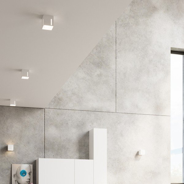 Bela stropna svetilka s kovinskim senčnikom 10x10 cm Pax – Sollux-image-3