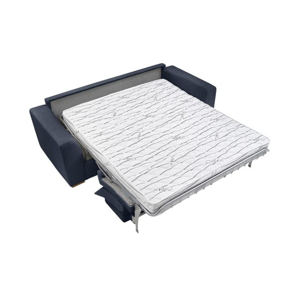 Temno modra raztegljiva sedežna garnitura iz rebrastega žameta 225 cm Augustin – Bobochic Paris-image-4