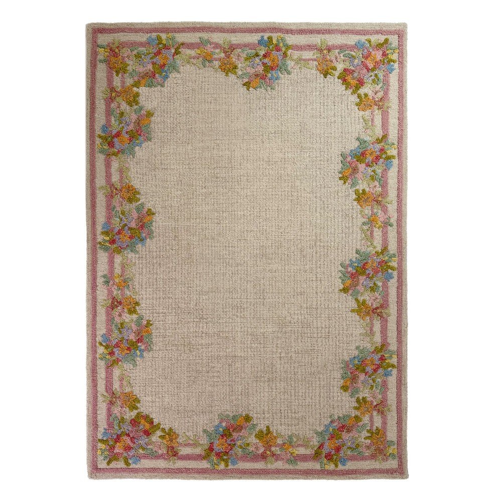 Ročno tkana volnena preproga Elise Floral