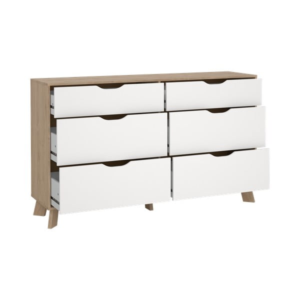 Bela komoda v hrastovem dekorju 156x92x40 cm Ikast – Tvilum-image-3