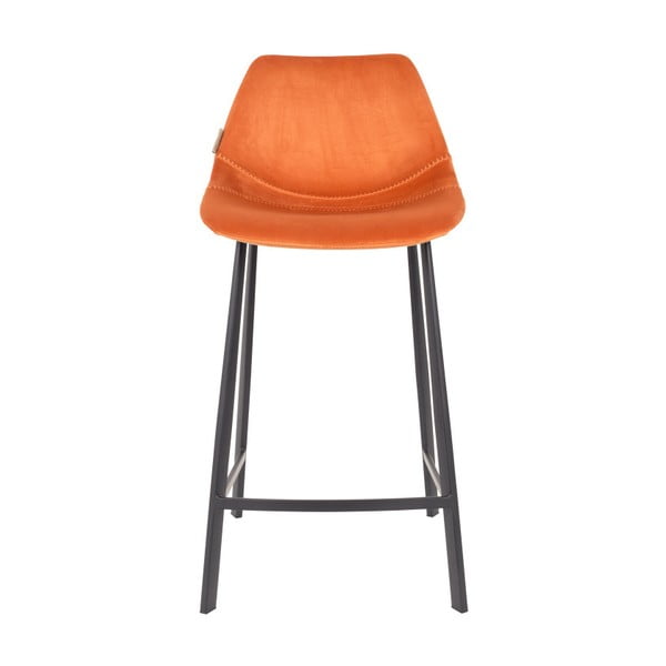 Komplet 2 oranžnih barskih stolov z oblazinjenjem iz žameta Dutchbone, višina 91 cm-image-1