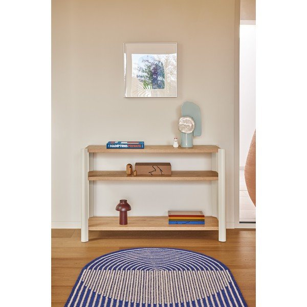 Regal v hrastovem dekorju v kremni in svetli naravni barvi 126x84x43 cm Bona – Teulat-image-1