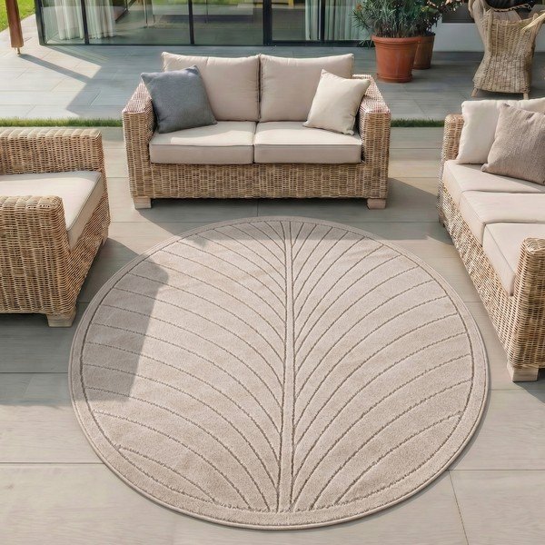 Bež okrogla notranja in zunanja preproga ø 80 cm Nova 1204 – Ayyildiz Carpets-image-1