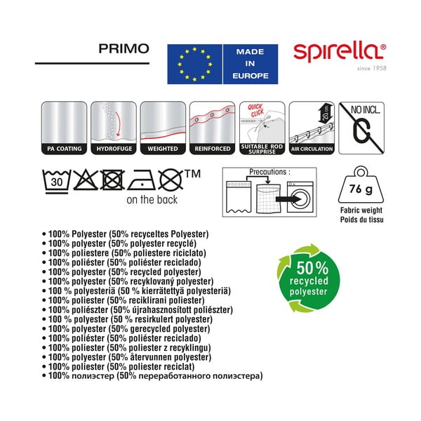 Zavesa za tuš 180x200 cm Primo – Spirella-image-1