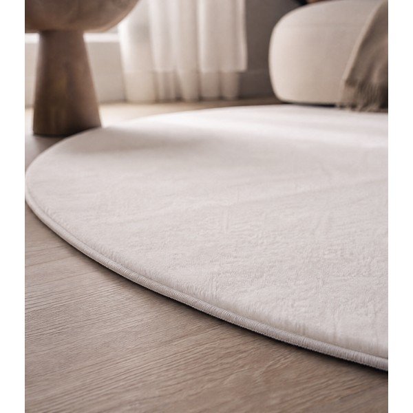 Kremno bela pralna okrogla preproga ø 160 cm Pouffy – Ayyildiz Carpets-image-1