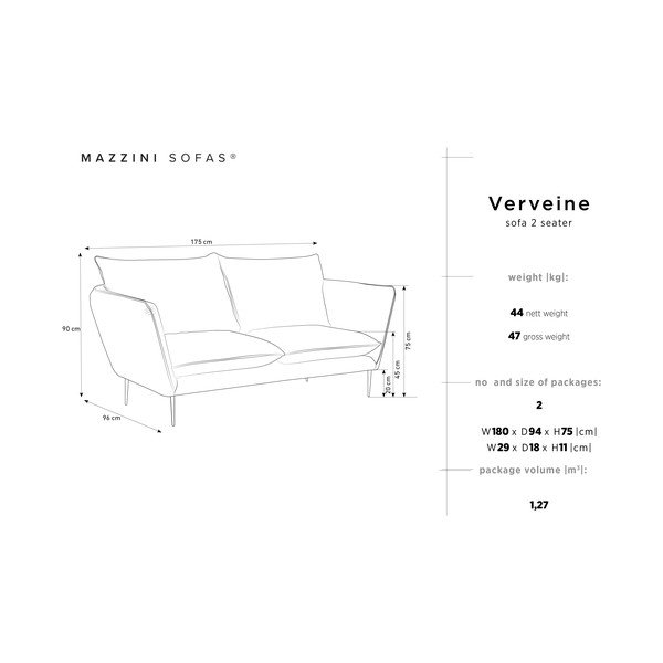 Mazzini Sofas Siva zofa Verveine, dolžina 175 cm-image-3
