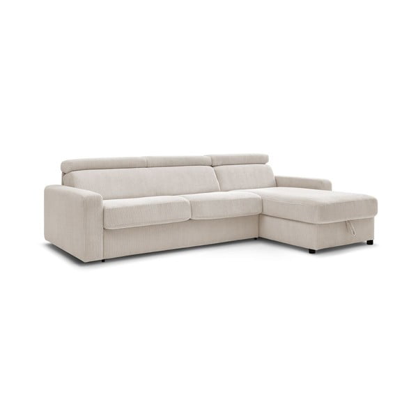 Kremno bela raztegljiva kotna sedežna garnitura iz rebrastega žameta (s kotom po izbiri) Monaco – Bobochic Paris-image-4