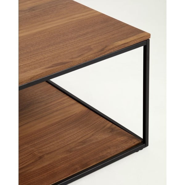 Rjava mizica z vrhom z orehovo ploščo 80x80 cm Yona - Kave Home-image-3