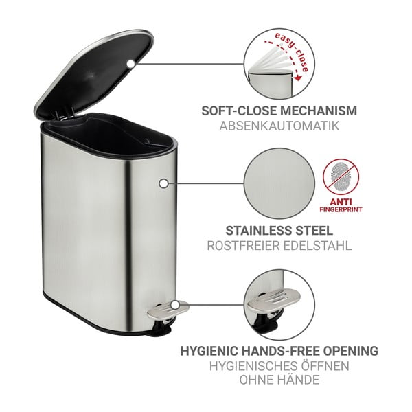 Koš za smeti s pedalom iz nerjavečega jekla v mat srebrni barvi 5 l Collungo – Wenko-image-3