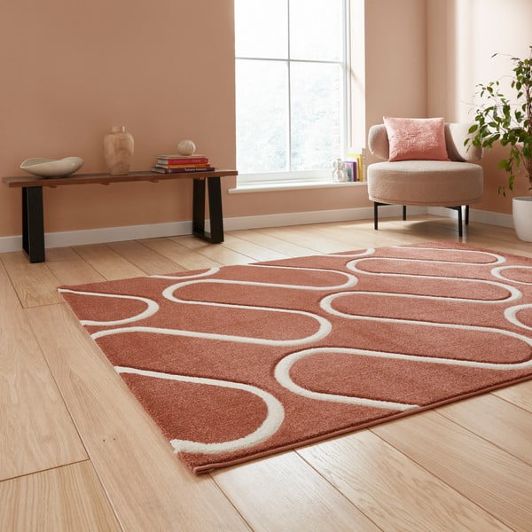 Opečnato oranžna preproga 120x170 cm Linear Curve – Catherine Lansfield-image-1