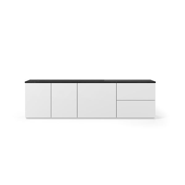 Mat bela TV mizica s ploščo iz črnega marmorja TemaHome Join, 200 x 57 cm