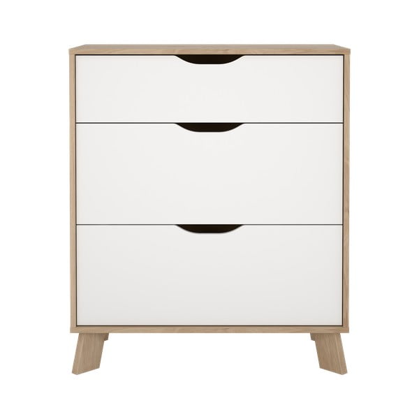 Bela komoda v hrastovem dekorju 79x92x40 cm Ikast – Tvilum