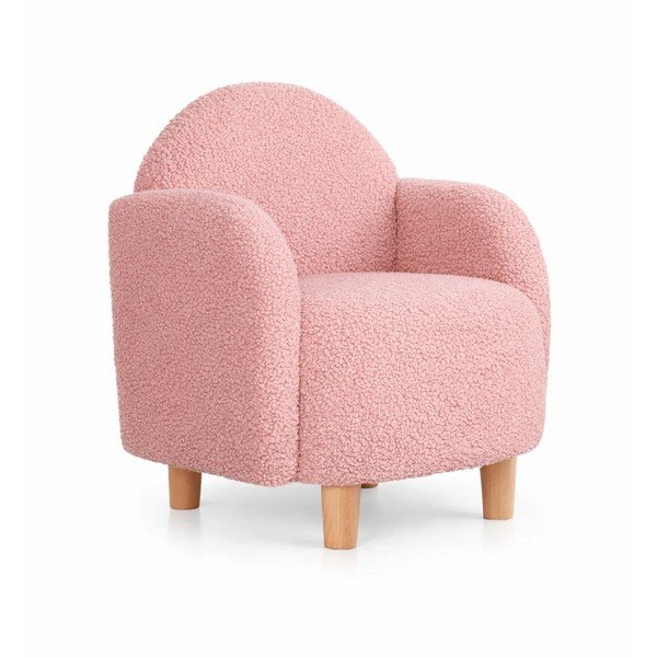 Rožnat otroški fotelj iz tkanine bouclé Moylo – Artie