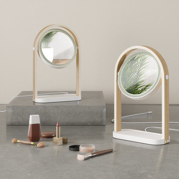 Kozmetično ogledalo z lesenim okvirjem (10x povečava) 12x38 cm Bellwood – Umbra-image-2