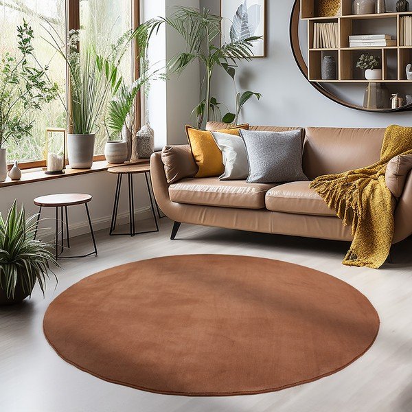 Rjava pralna okrogla preproga ø 160 cm Sky – Ayyildiz Carpets-image-1