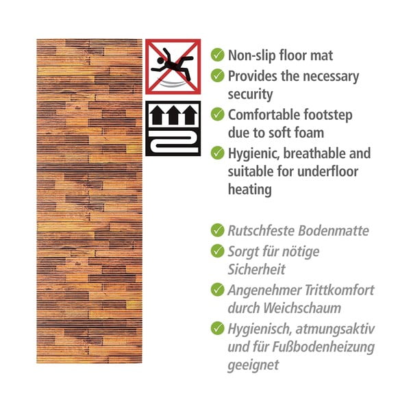 Rjava plastična kopalniška preproga 65x200 cm Lambris – Wenko-image-4