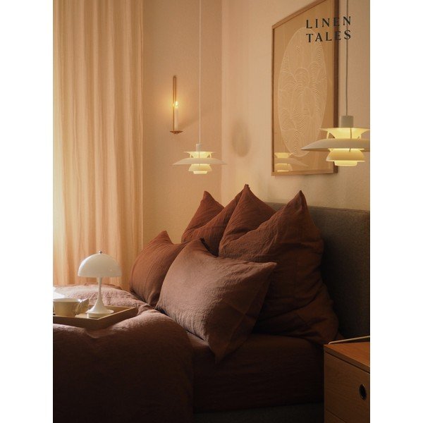 Temno rjava enojna lanena posteljnina 140x200 cm Chocolate – Linen Tales-image-1