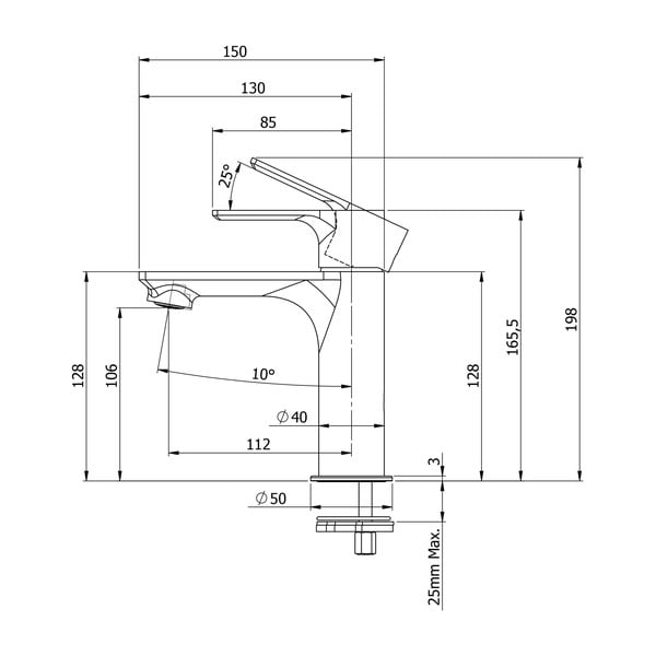 Stoječa armatura za umivalnik v sijajno srebrni barvi Pax – Sapho-image-4