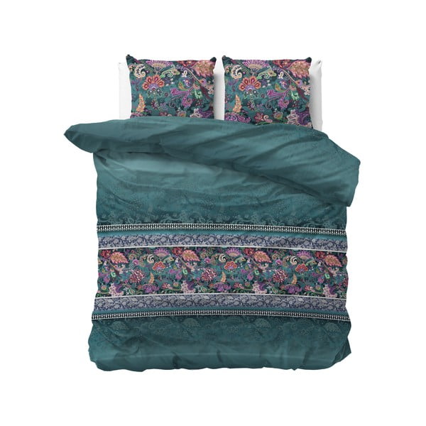 Zelena posteljnina za zakonsko posteljo Sleeptime Paisley, 200 x 220 cm