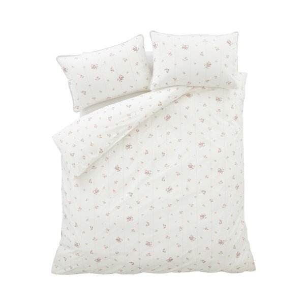 Kremno bela enojna posteljnina iz bombažnega perkala 135x200 cm Vintage Rosebud Lace – Bianca