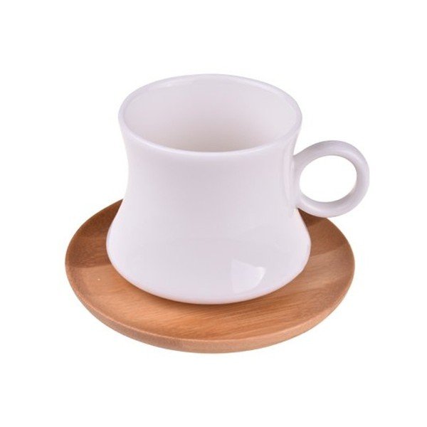 Komplet 6 porcelanskih vrčev s podstavki iz bambusa Bambum Largi-image-1