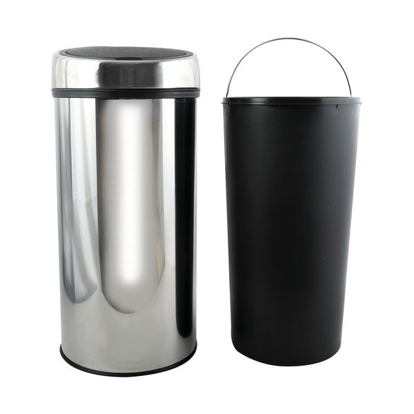 Jeklen koš za smeti na dotik v sijajno srebrni barvi 30 l – MSV-image-2